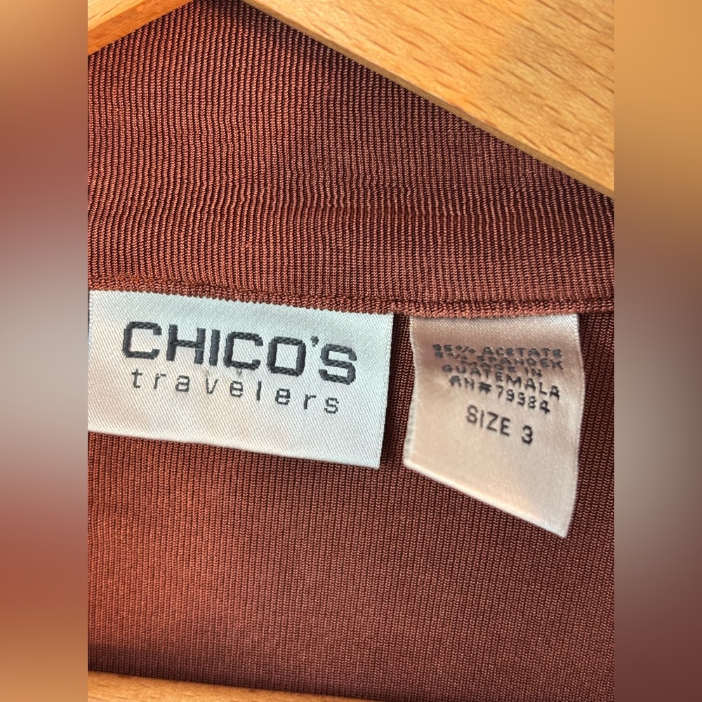 Chico's Travelers Coffee Bean Zip Up Jacket Size 3 XL 16 18 Travel Career cruise - Picture 3 of 8
